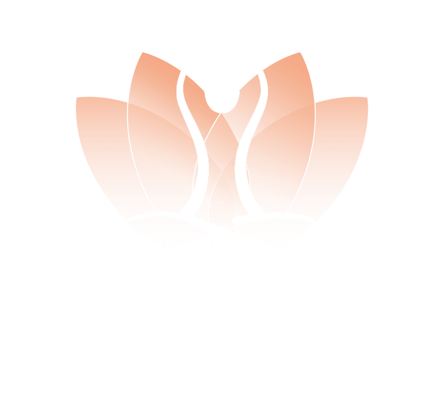 Lisa Marie Yoga logo, white text with coloured lotus .1